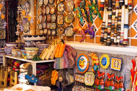 PUEBLA, MEXICO - MARCH 2: Shop with traditional souvenirs in Puebla, Mexico on March 2, 2017