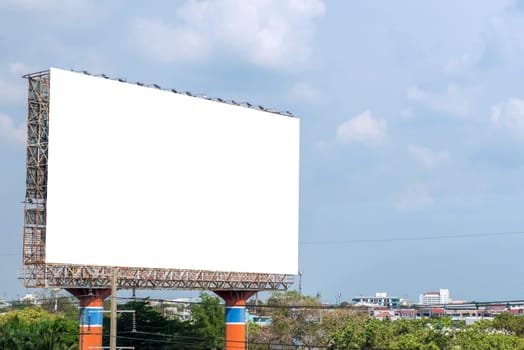 billboard blank on road in city for advertising background.
