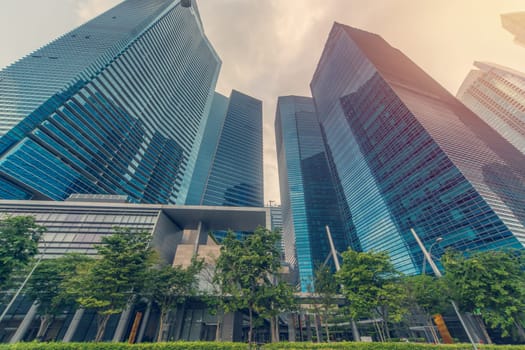 Contemporary Architecture Office Building In The City, Perspective Concept.
