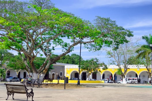 IZAMAL, MEXICO - FEBRUARY 19: Central Plaza in Izamal, Mexico on February 19, 2017