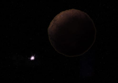 Planets in a space against stars and nebula. Elements of this image furnished by NASA . 3D rendering.
