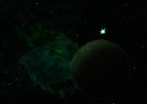 Planets in a space against stars and nebula. Elements of this image furnished by NASA . 3D rendering.