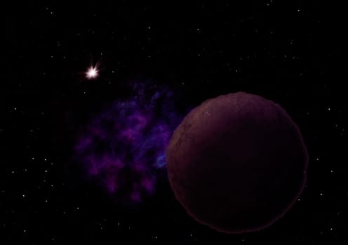 Planets in a space against stars and nebula. "Elements of this image furnished by NASA"". 3D rendering."
