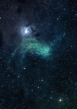 Far being shone nebula and star field against space. "Elements of this image furnished by NASA"". 3D rendering."