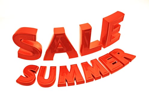Dimensional inscription of SUMMER SALE isolated on background. 3D rendering.