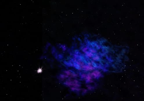 Far being shone nebula and star field against space. Elements of this image furnished by NASA . 3D rendering.