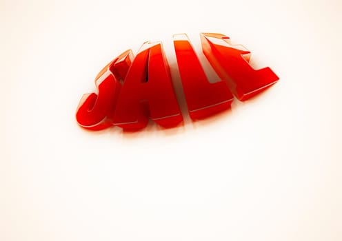 Dimensional inscription of SALE isolated on background. 3D rendering.