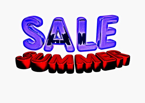 Dimensional inscription of SUMMER SALE isolated on background. 3D rendering.