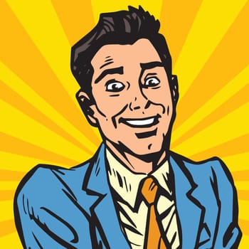 avatar portrait smiling male. Pop art retro vector illustration