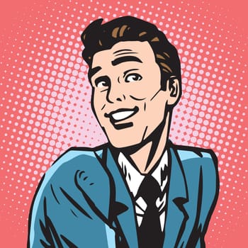 avatar portrait smiling male. Pop art retro vector illustration
