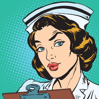 avatar portrait of a retro nurse. Pop art retro vector illustration