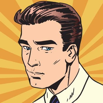 avatar portrait sad man. Pop art retro vector illustration