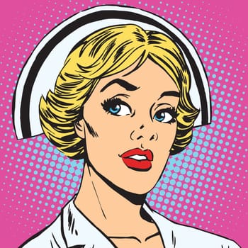 avatar portrait of a retro nurse. Pop art retro vector illustration