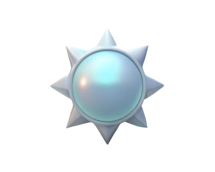 A stunning holographic 3D icon of a sun, isolated on white background, perfect for digital design, representing warmth, light, and energy in modern graphics.
