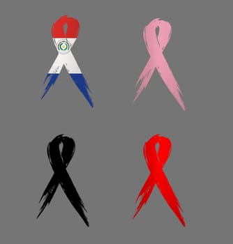 ribbon paraguay country aids cancer mourning illustration
