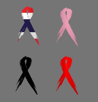 ribbon thailand country aids cancer mourning illustration