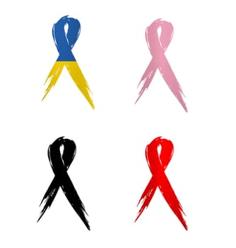 ribbon ukraine country aids cancer mourning illustration