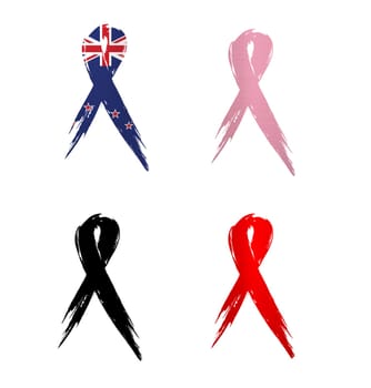 ribbon new zealand country aids cancer mourning illustration