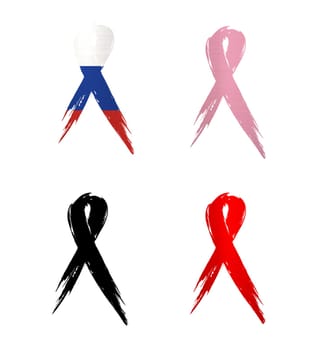 ribbon russia country aids cancer mourning illustration