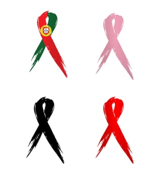 ribbon portugal country aids cancer mourning illustration