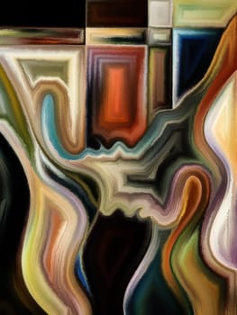 Inner Dialog series. Artistic background made of human profiles and vivid paint shapes for use with projects on emotions, relationships, human drama, spirituality and design