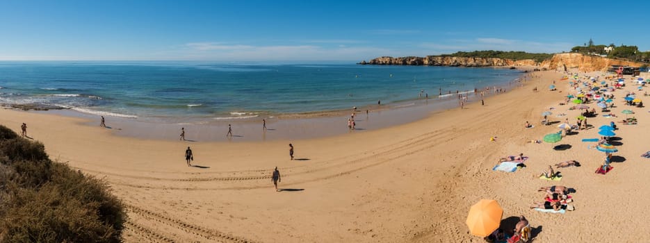 PORTIMAO, PORTUGAL - OCTOBER 3, 2016: Vau's beach in Portimao. This beach is a part of famous tourist region Algarve.
