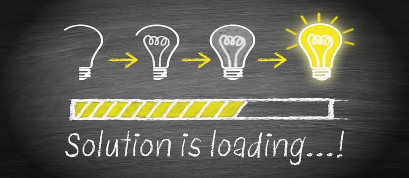 Solution is loading - big idea light bulb concept