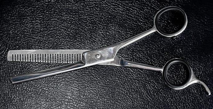 thinning professional scissors tool close up