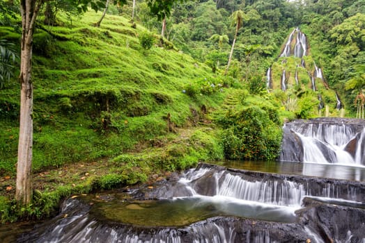 Famous waterfall at the thermal hot springs at Santa Rosa de Cabal, Colombia