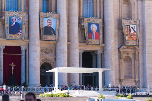 VATICAN CITY, VATICAN - OCTOBER 16, 2016: Pope's speech stage in front of St Peter's Basilica on piazza San Pietro