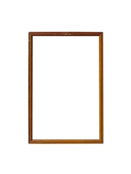 wood empty picture frame Isolated on white background.