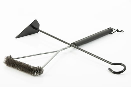 Grill brush and scraper hook