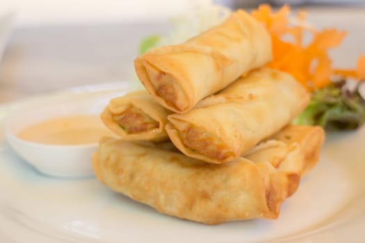 Deep fried vegetable spring rolls, stock photo