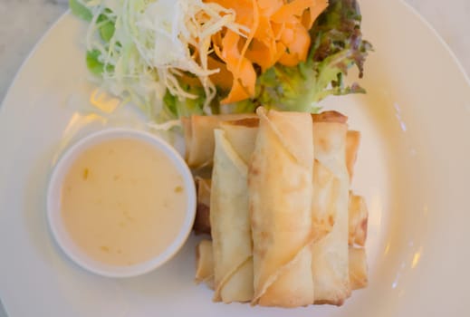 Deep fried vegetable spring rolls, stock photo