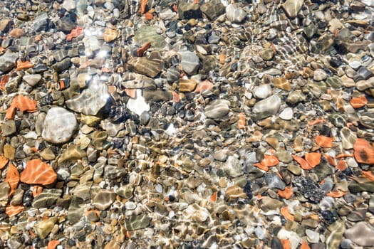 Underwater pebbles in the sunshine