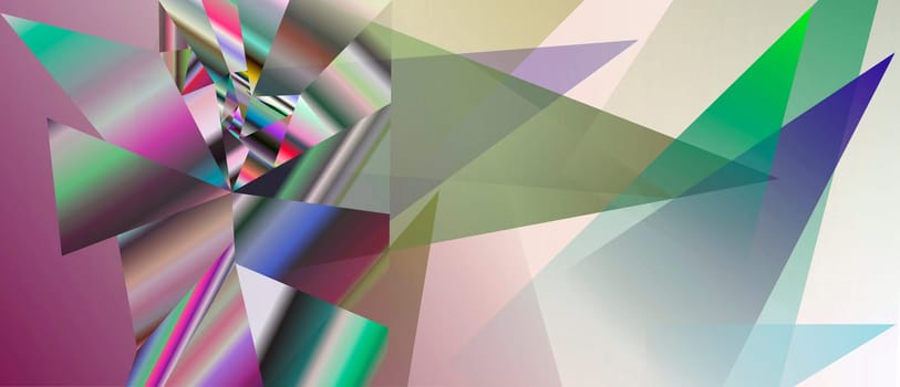 abstract polygonal texture gradient surfaces collaged on analog painted background plane