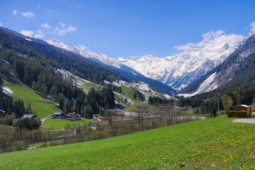 Pflerschtal in the Alps - Pflersch valley in european Alps in spring