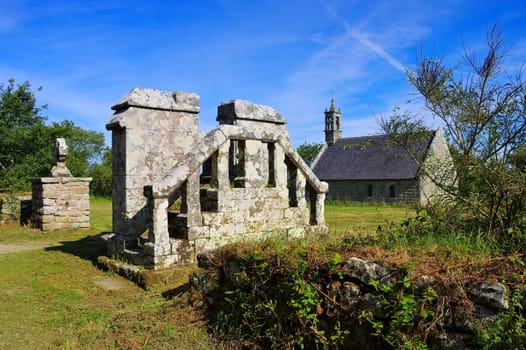 Chapelle ar Sonj in the medieval village of Locronan in Brittany,France - Chapelle ar Sonj church in Locronan,medieval village in Brittany,France
