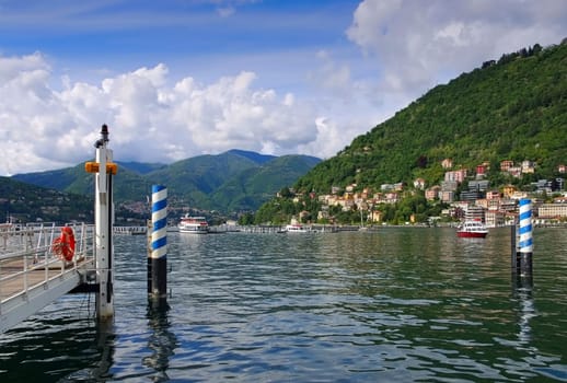 Como Port on Lake Como in Italy - Como harbour Lake Como in Lombardy in Italy