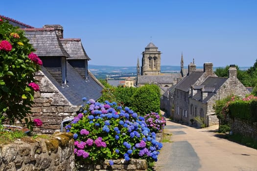 the medieval village of Locronan in Brittany,France - medieval village of Locronan,Brittany in France