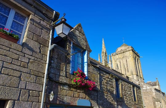 the medieval village of Locronan in Brittany,France - medieval village of Locronan,Brittany in France