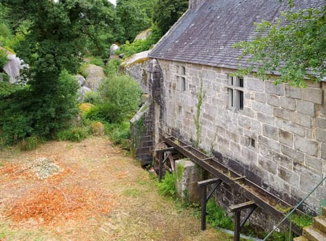 Forest of Huelgoat with the old mill,Brittany,France - Huelgoat forest and the old water mill in Brittany,France