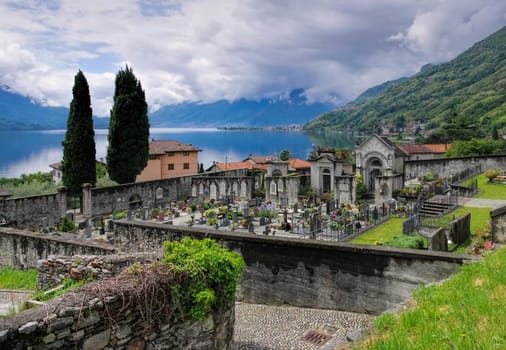 Domaso Cemetery on Lake Como in Italy - Domaso cemetary Lake Como,Lombardy in Italy
