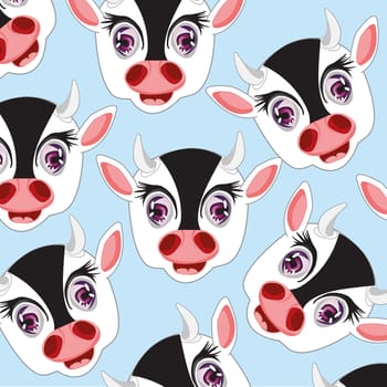 Much goals animal cow on turn blue background