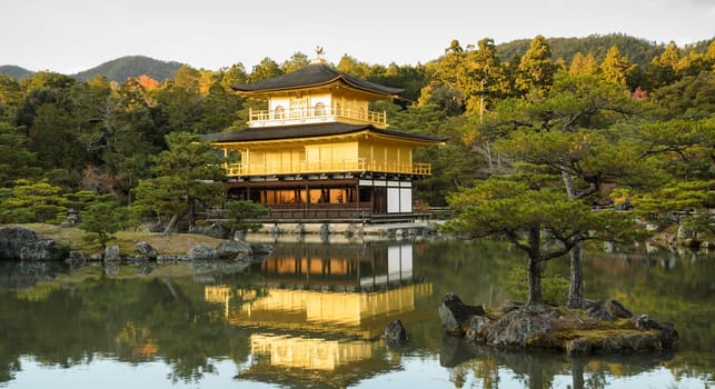Beautiful Golden Pavilion of Kinkakuji Temple in Kyoto, Japan