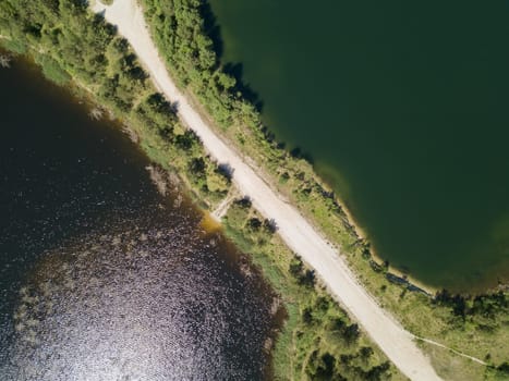 Sauriesi lake Aerial drone top view  latvia