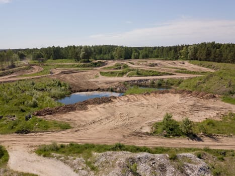 Sauriesi lake Aerial drone top view  latvia