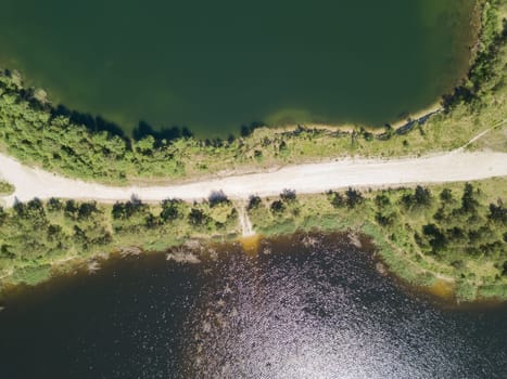 Sauriesi lake Aerial drone top view  latvia