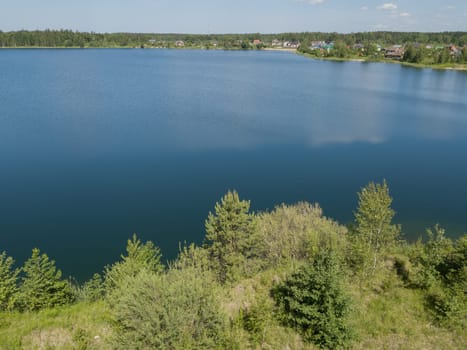Sauriesi lake Aerial drone top view  latvia