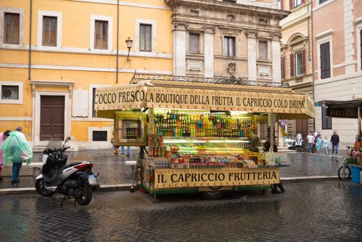 ROME, ITALY - OCTOBER 18, 2016: Frutteria or fruit stand in the city center of Rome